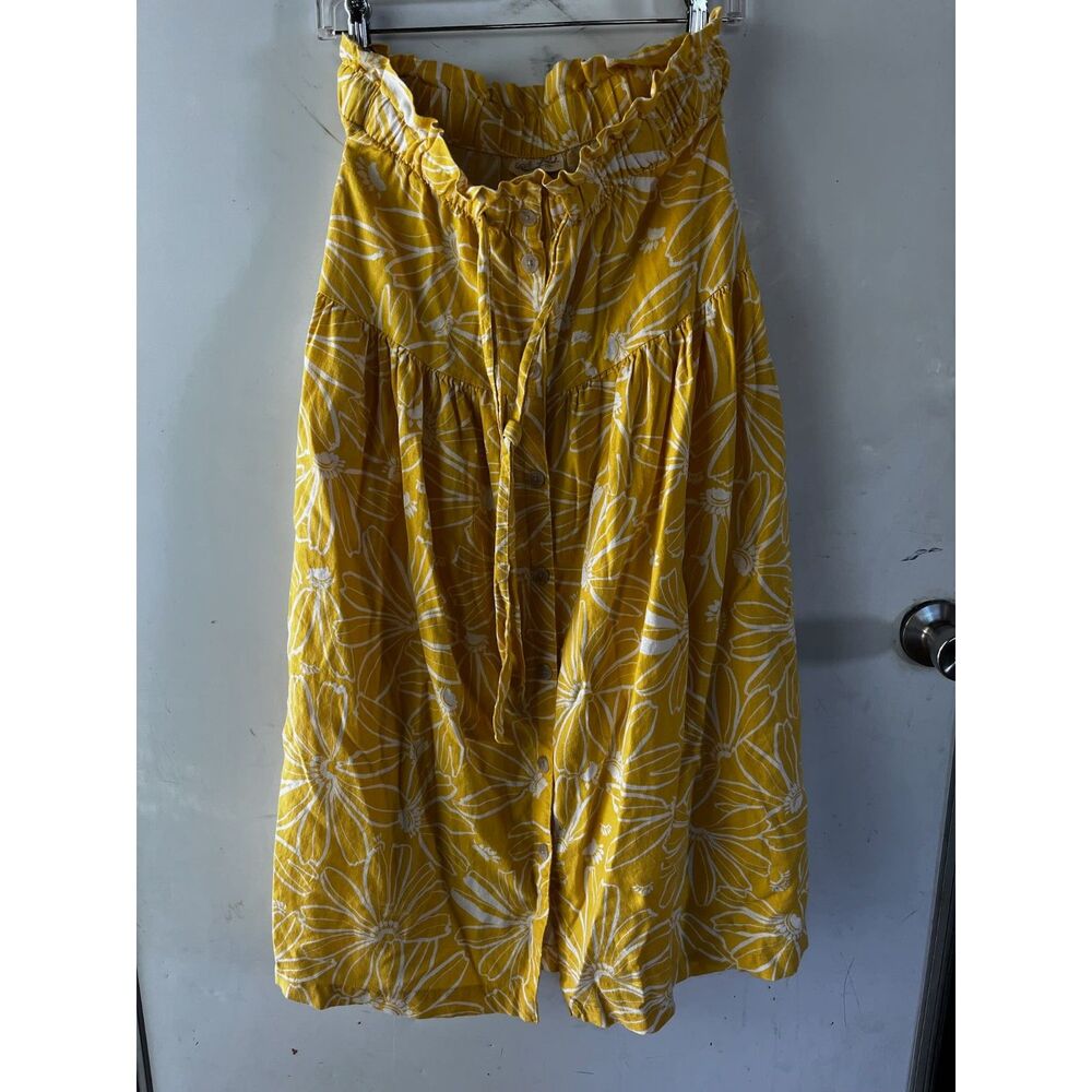 floral linen blend midi skirt size medium